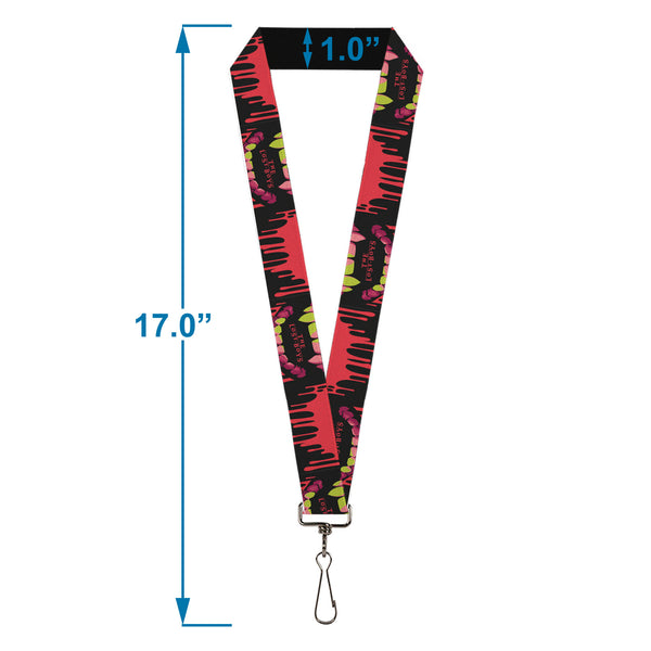 Buckle-Down Lanyard - 1.0" - THE LOST BOYS Teeth Fangs Close-Up Title Logo Black/Reds/Yellows