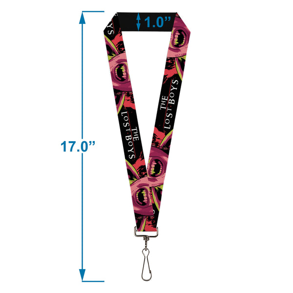 Buckle-Down Lanyard - 1.0" - THE LOST BOYS Teeth Fangs Pose Title Logo Black/Reds/Yellows