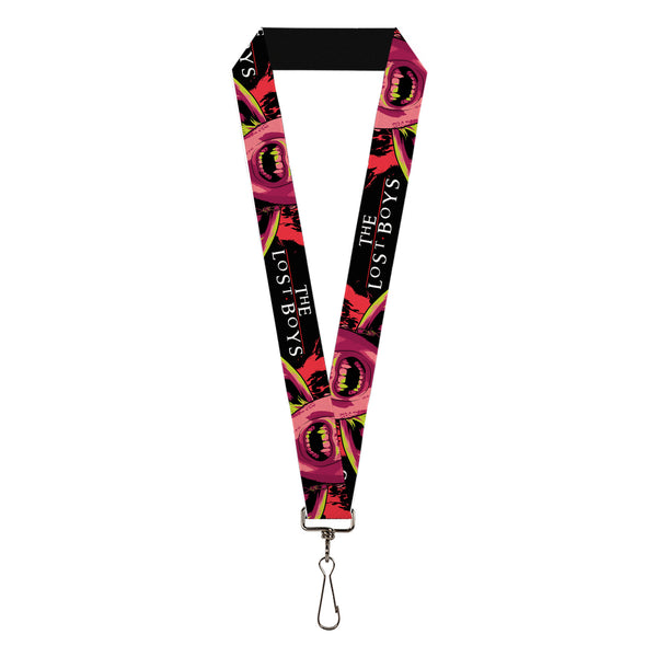Buckle-Down Lanyard - 1.0" - THE LOST BOYS Teeth Fangs Pose Title Logo Black/Reds/Yellows