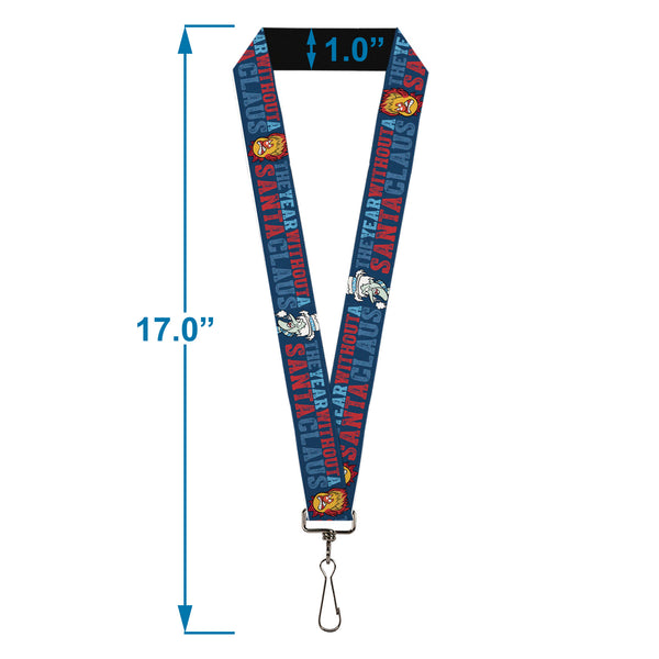 Buckle-Down Lanyard - 1.0" - THE YEAR WITHOUT A SANTA CLAUS Heat And Snow Miser Faces Blues/Reds