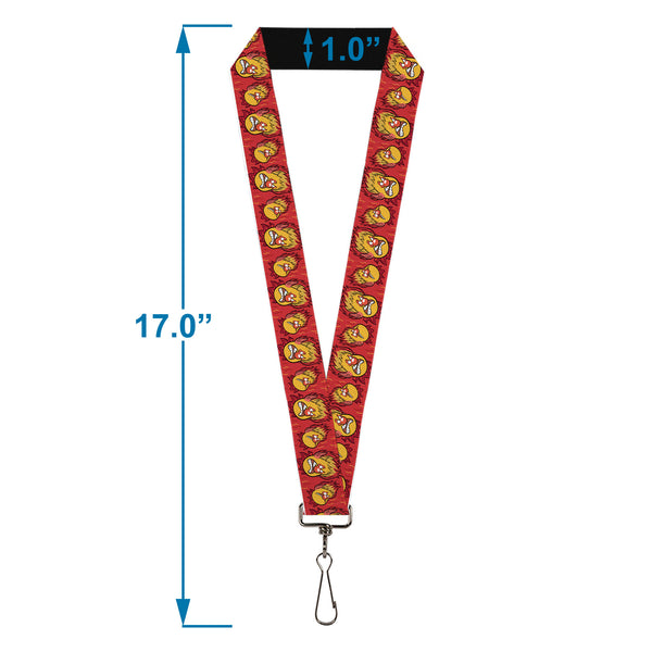 Buckle-Down Lanyard - 1.0" - The Year Without A Santa Claus Heat Miser Face Collage Reds