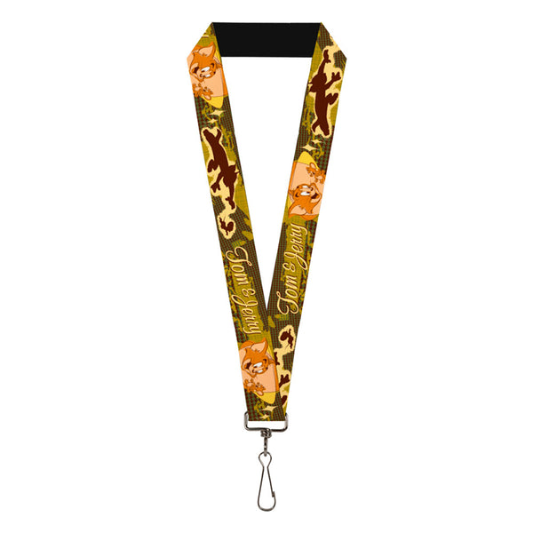 Buckle-Down Lanyard - 1.0" - TOM & JERRY Tom Chasing Jerry Houndstooth Browns