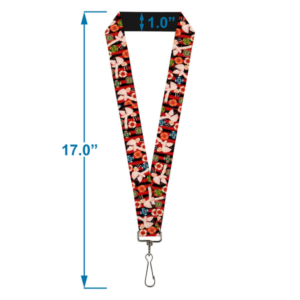 Buckle-Down Lanyard - 1.0" - Top Hat Pin Up Girl Poker Chips Vertical Stripes Red Black