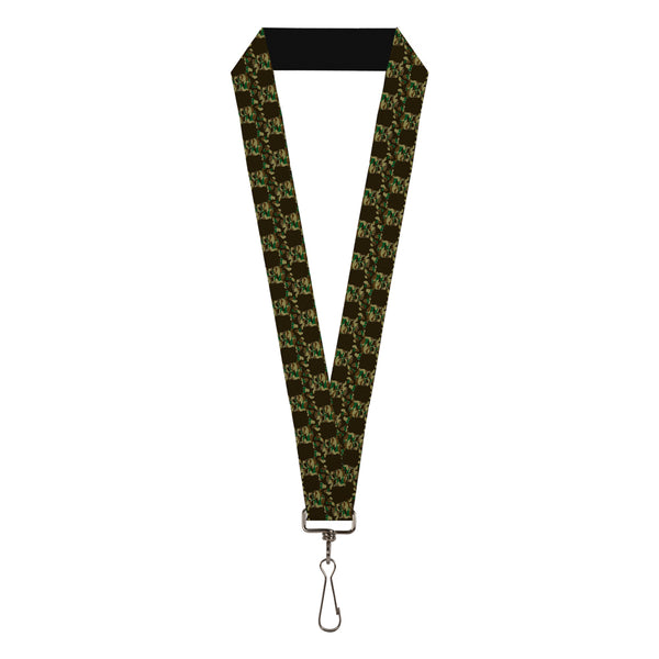 Buckle-Down Lanyard - 1.0" - Top Skulls Black Camo Olive