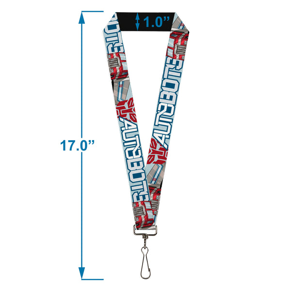 Buckle-Down Lanyard - 1.0" - Transformers AUTOBOTS Optimus Prime Semi Truck Collage Light Blue