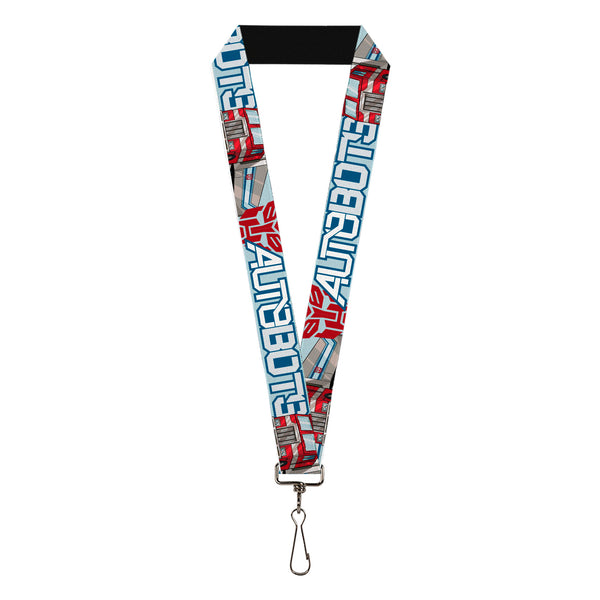Buckle-Down Lanyard - 1.0" - Transformers AUTOBOTS Optimus Prime Semi Truck Collage Light Blue