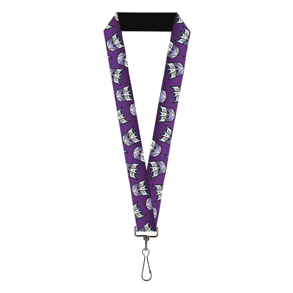 Buckle-Down Lanyard - 1.0" - Transformers Decepticons Icon Scattered Grids Purples