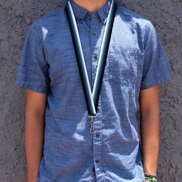 Buckle-Down Lanyard - 1.0" - Transitioning Dots White Blue Black