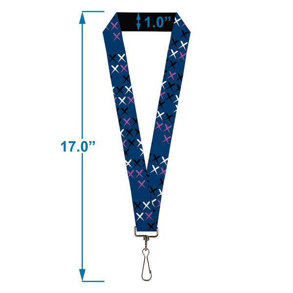 Buckle-Down Lanyard - 1.0" - Tread Plate Turquoise Fuchsia White