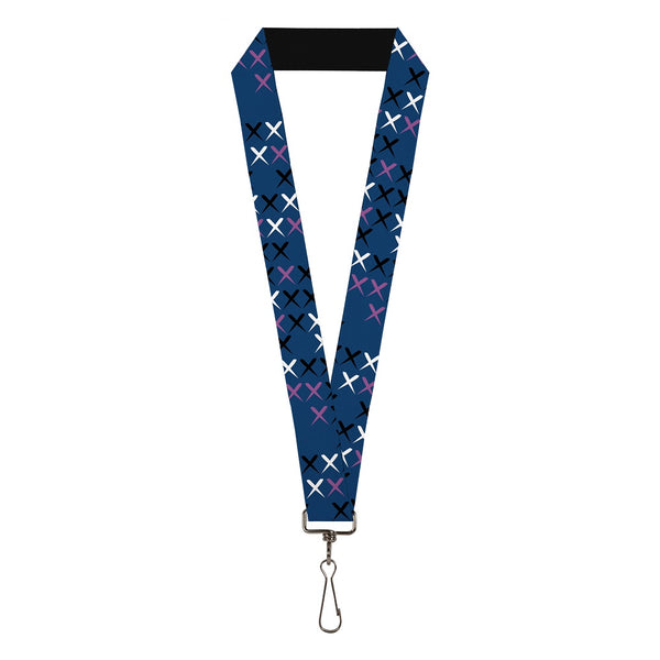 Buckle-Down Lanyard - 1.0" - Tread Plate Turquoise Fuchsia White