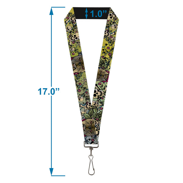 Buckle-Down Lanyard - 1.0" - Trust No One CLOSE-UP Yellow Green Blue-S