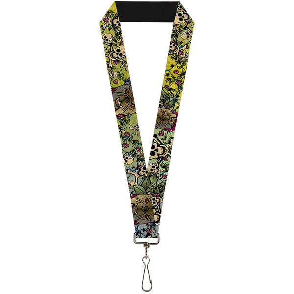Buckle-Down Lanyard - 1.0" - Trust No One CLOSE-UP Yellow Green Blue-S