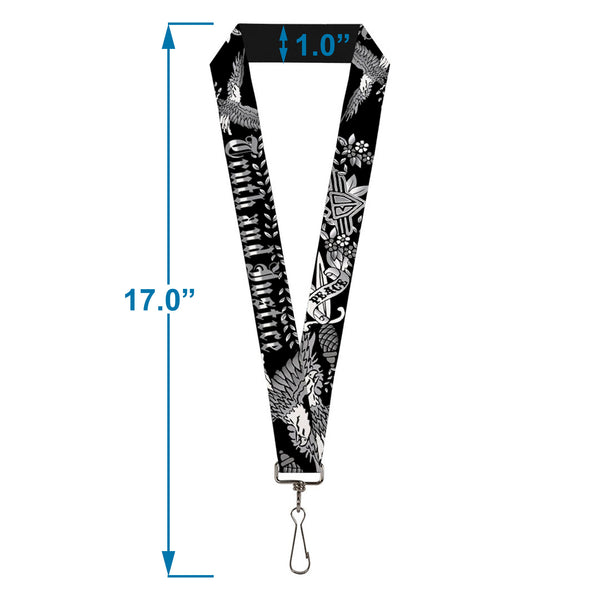 Buckle-Down Lanyard - 1.0" - Truth And Justice Black White