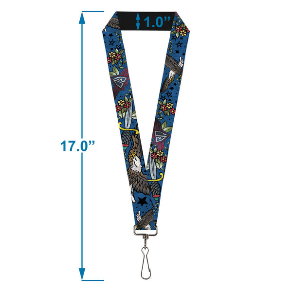 Buckle-Down Lanyard - 1.0" - Truth And Justice CLOSE-UP Blue