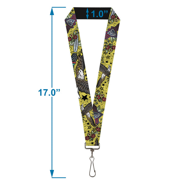 Buckle-Down Lanyard - 1.0" - Truth And Justice CLOSE-UP Yellow