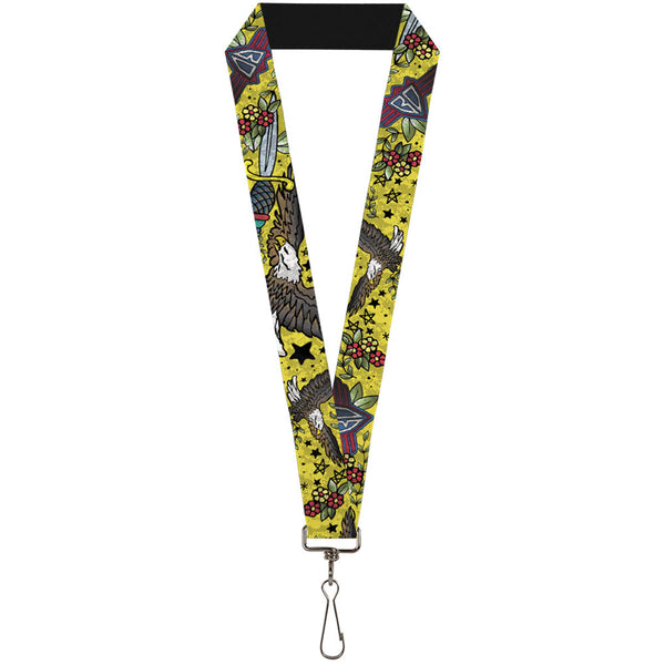Buckle-Down Lanyard - 1.0" - Truth and Justice CLOSE-UP Yellow