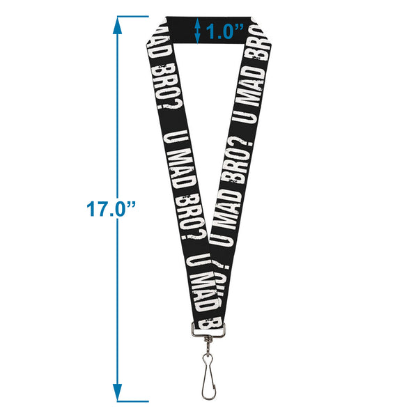 Buckle-Down Lanyard - 1.0" - U MAD BRO? Weathered Black White