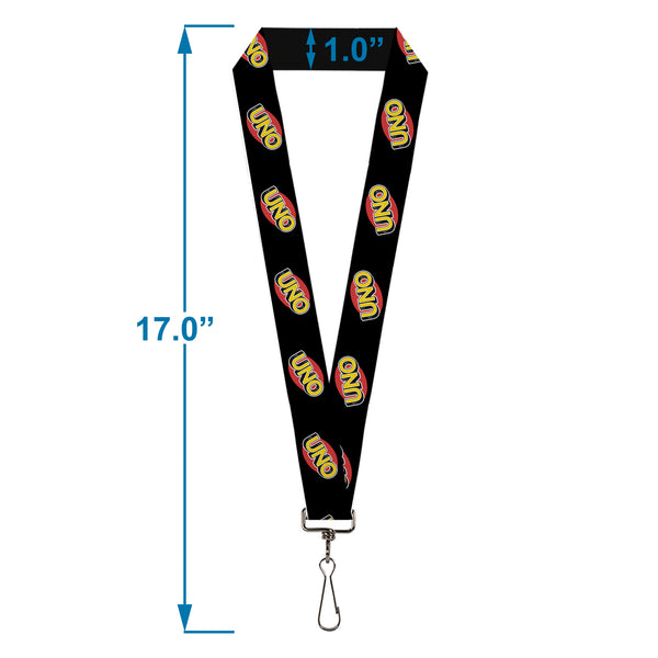 Buckle-Down Lanyard - 1.0" - UNO Game Logo Black/Red/Yellow