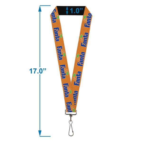Buckle-Down Lanyard - 1.0" - Vintage Orange FANTA Logo Orange/Blue