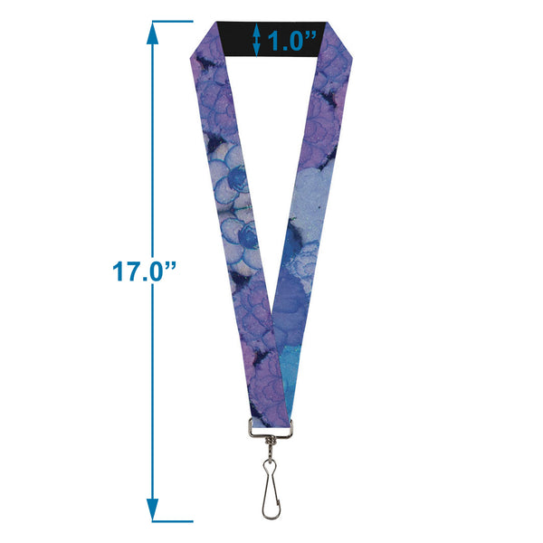 Buckle-Down Lanyard - 1.0" - Vivid Floral Collage3 Blues Purples