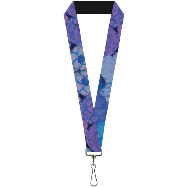 Buckle-Down Lanyard - 1.0" - Vivid Floral Collage3 Blues Purples