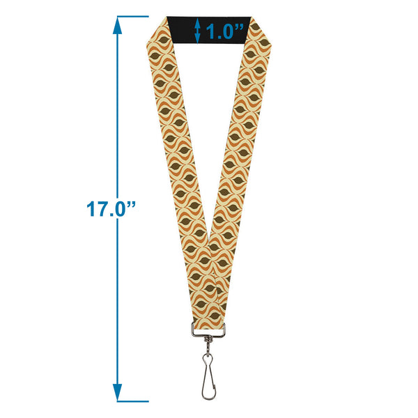 Buckle-Down Lanyard - 1.0" - Wallpaper1 Ogee Tan Orange Brown