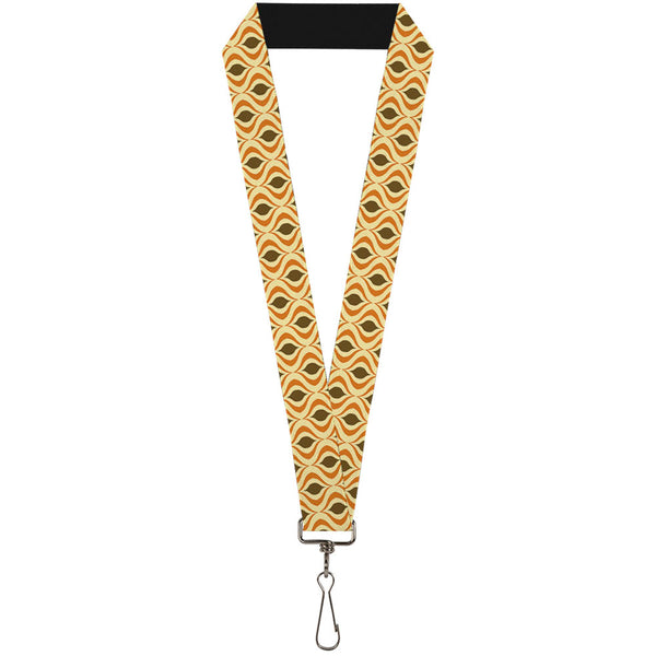 Buckle-Down Lanyard - 1.0" - Wallpaper1 Ogee Tan Orange Brown