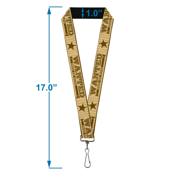 Buckle-Down Lanyard - 1.0" - WANTED-DEAD OR ALIVE Star Tans