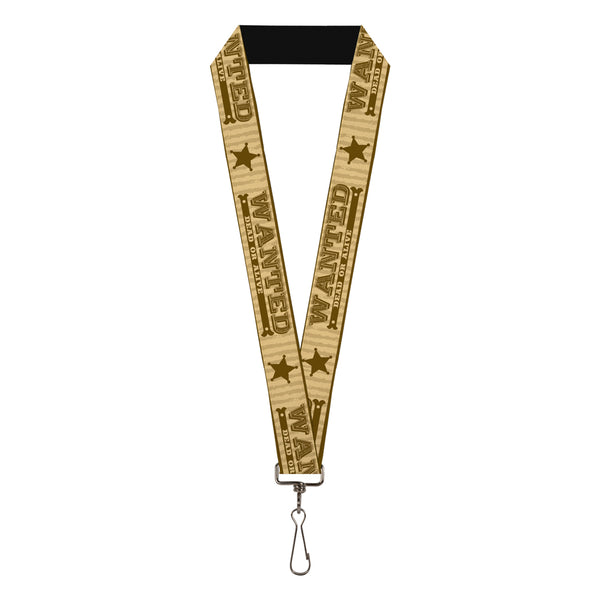 Buckle-Down Lanyard - 1.0" - WANTED-DEAD OR ALIVE Star Tans