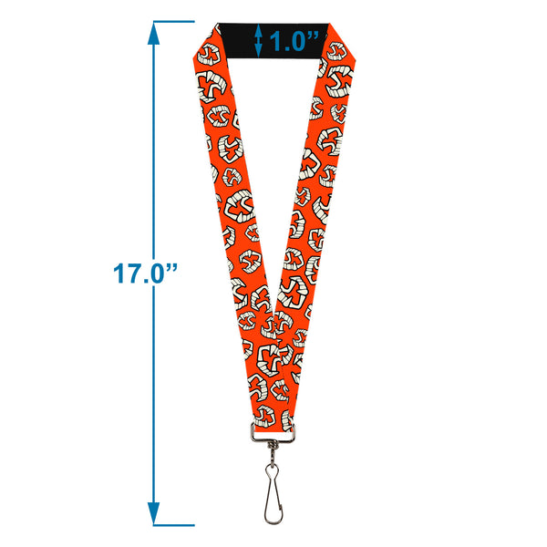 Buckle-Down Lanyard - 1.0" - Wax Fangs Scattered Red/White