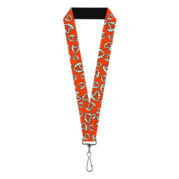 Buckle-Down Lanyard - 1.0" - Wax Fangs Scattered Red/White