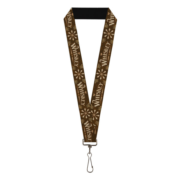 Buckle-Down Lanyard - 1.0" - Western WHISKEY Heart Repeat Browns Tan