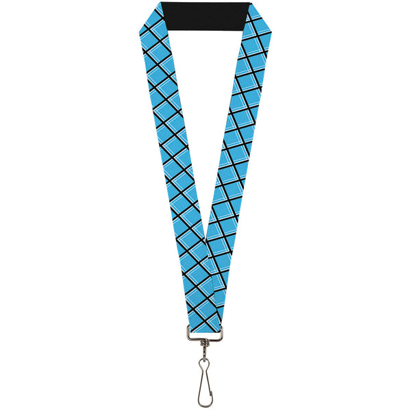 Buckle-Down Lanyard - 1.0" - Wire Grid Baby Blue Black White