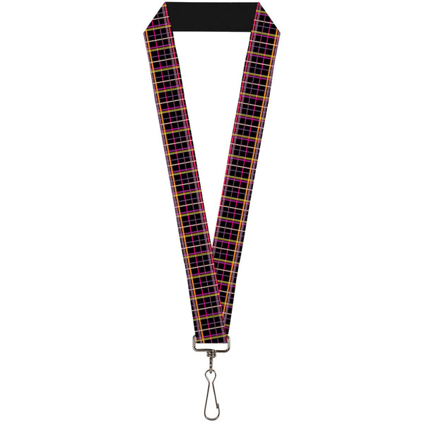 Buckle-Down Lanyard - 1.0" - Wire Grid Black Orange Purple