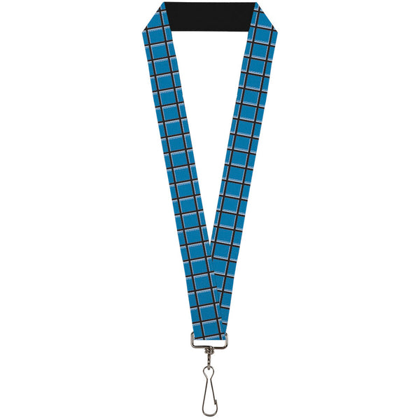 Buckle-Down Lanyard - 1.0" - Wire Grid Turquoise Gray White