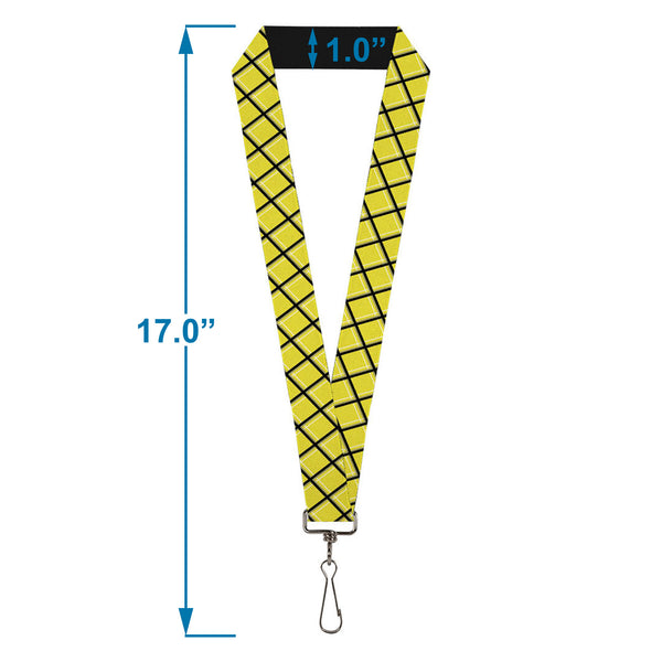Buckle-Down Lanyard - 1.0" - Wire Grid Yellow Black Gray