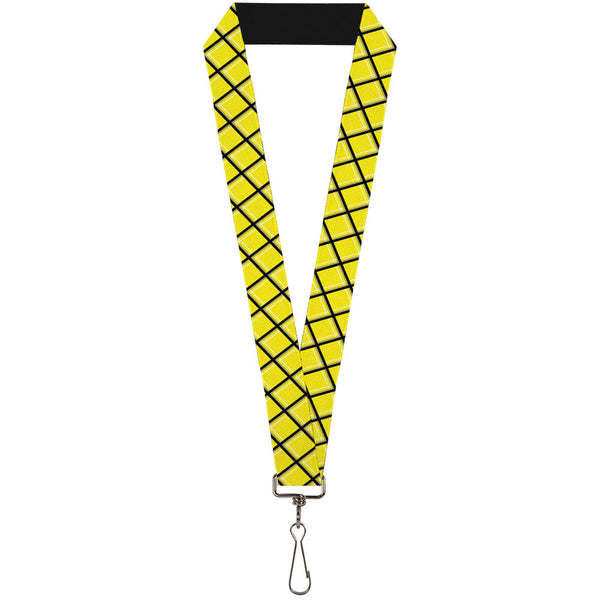Buckle-Down Lanyard - 1.0" - Wire Grid Yellow Black Gray