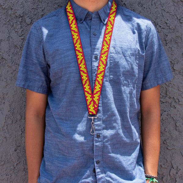 Buckle-Down Lanyard - 1.0" - Wonder Woman New Icon Flip Red/Black/Yellow