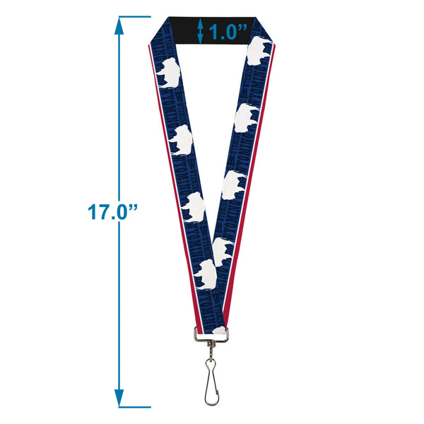 Buckle-Down Lanyard - 1.0" - Wyoming Flags WYOMING Typography