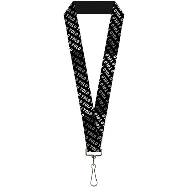 Buckle-Down Lanyard - 1.0" - YOLO Diagonal Black Gray White
