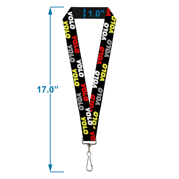 Buckle-Down Lanyard - 1.0" - YOLO2 Black Red White Gray Yellow