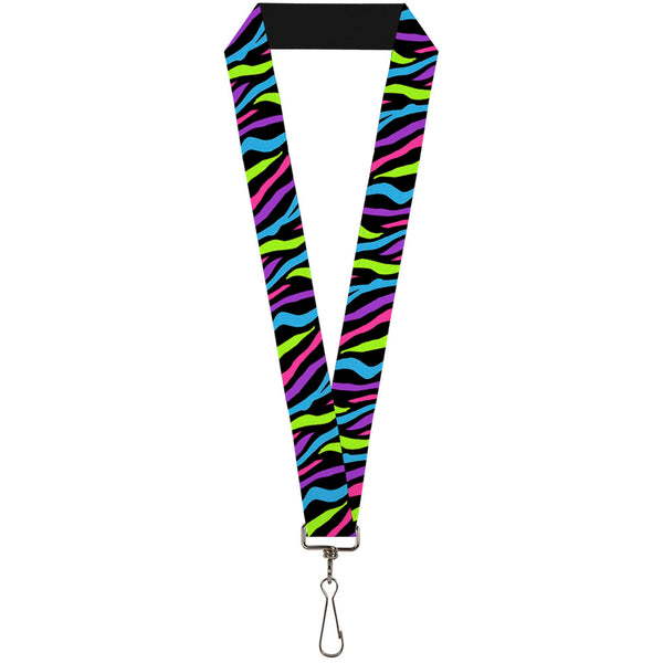 Buckle-Down Lanyard - 1.0" - Zebra Black Blue Green Pink Purple