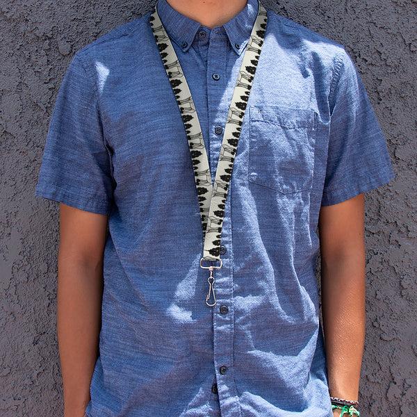 Buckle-Down Lanyard - 1.0" - Zebra Poops Off-White Black