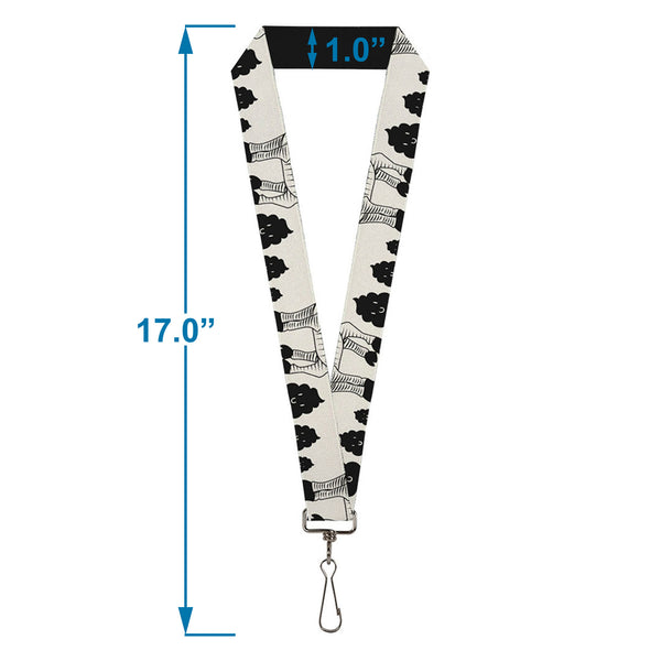 Buckle-Down Lanyard - 1.0" - Zebra Poops Off-White Black