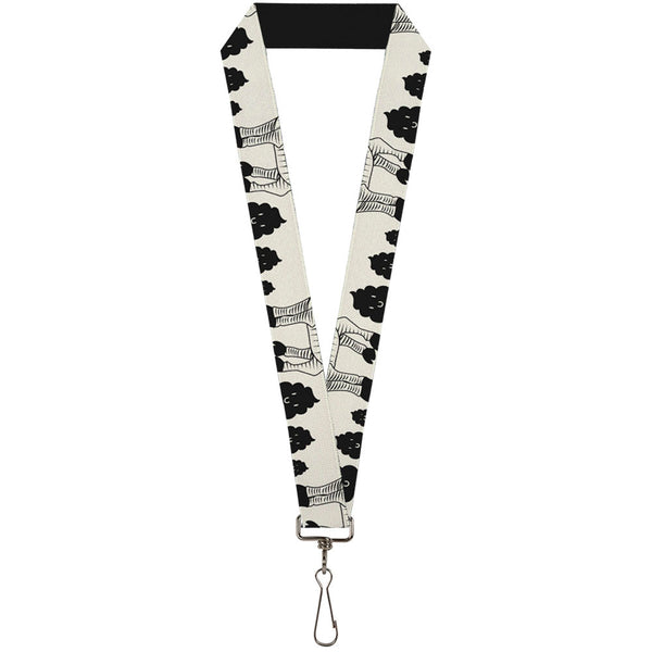 Buckle-Down Lanyard - 1.0" - Zebra Poops Off-White Black