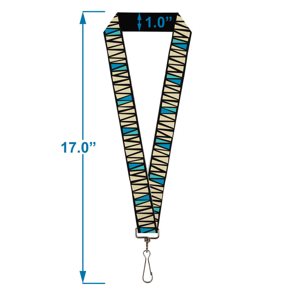 Buckle-Down Lanyard - 1.0" - Zig Zag Doodle Black Cream Blues