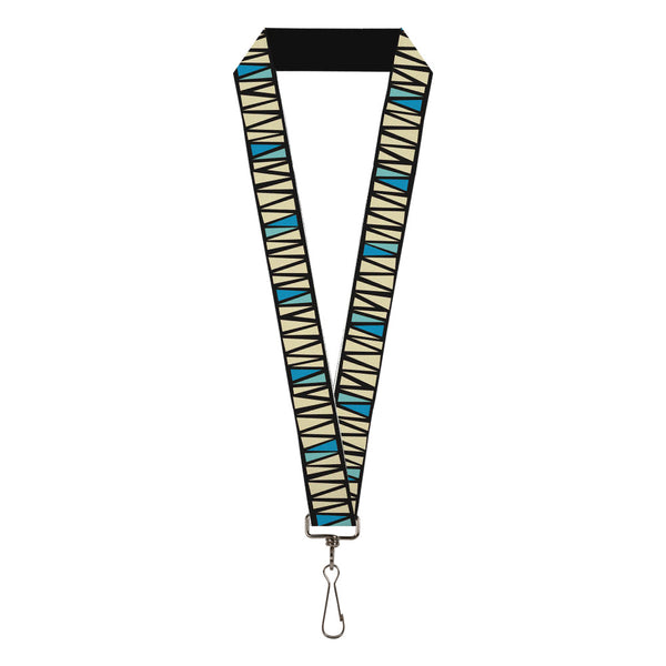 Buckle-Down Lanyard - 1.0" - Zig Zag Doodle Black Cream Blues
