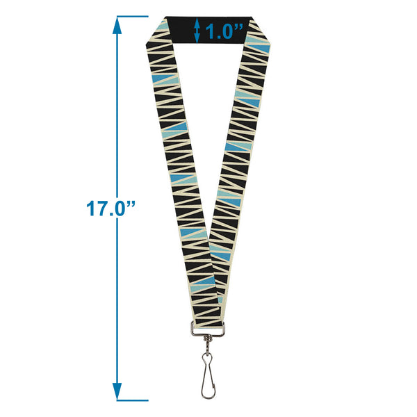 Buckle-Down Lanyard - 1.0" - Zig Zag Doodle Cream Black Blues