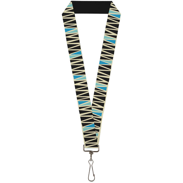 Buckle-Down Lanyard - 1.0" - Zig Zag Doodle Cream Black Blues
