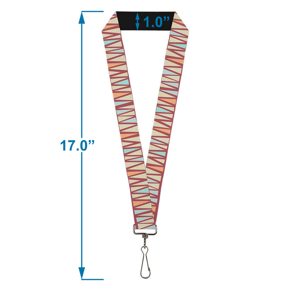 Buckle-Down Lanyard - 1.0" - Zig Zag Doodle Red Tan Blues Orange